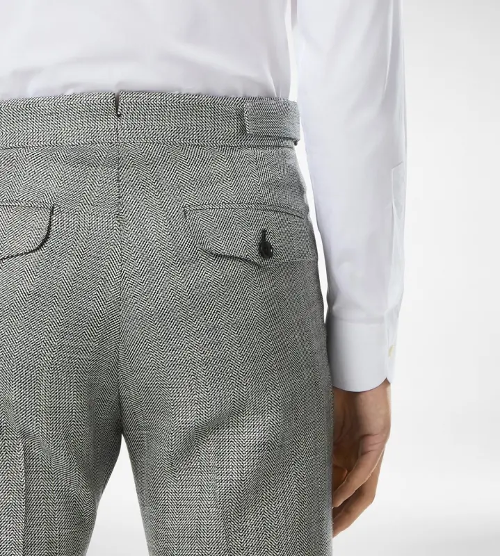 WOOL SILK LINEN SHARKSKIN PANT BLACK AND WHITE online